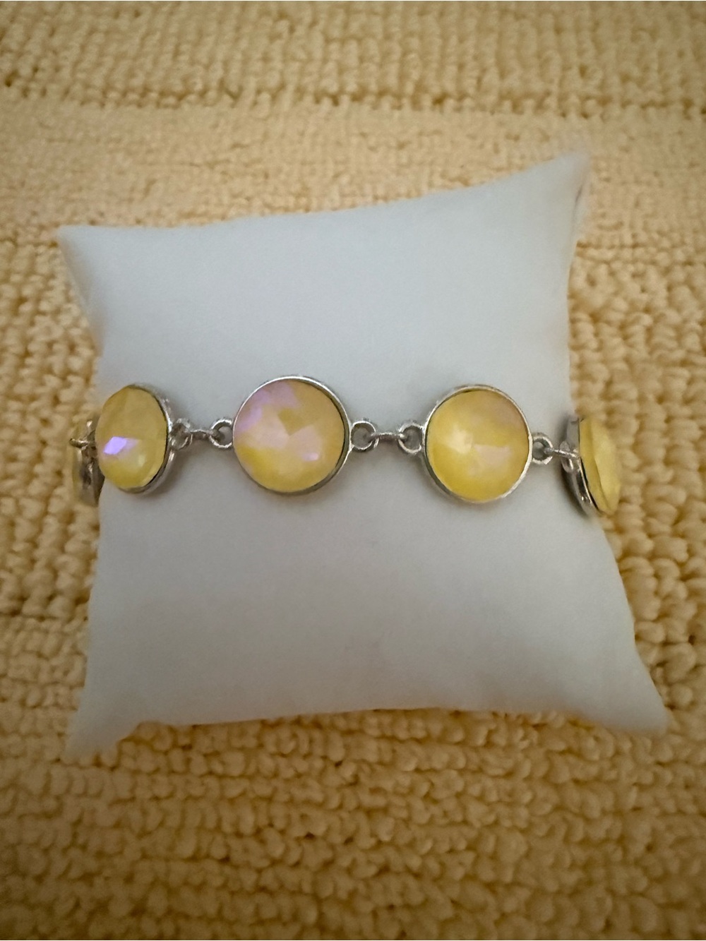 Yellow Cabochon Link Bracelet - Women Jewelry